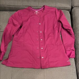 Healing Hands Maroon Scrub Jacket size small